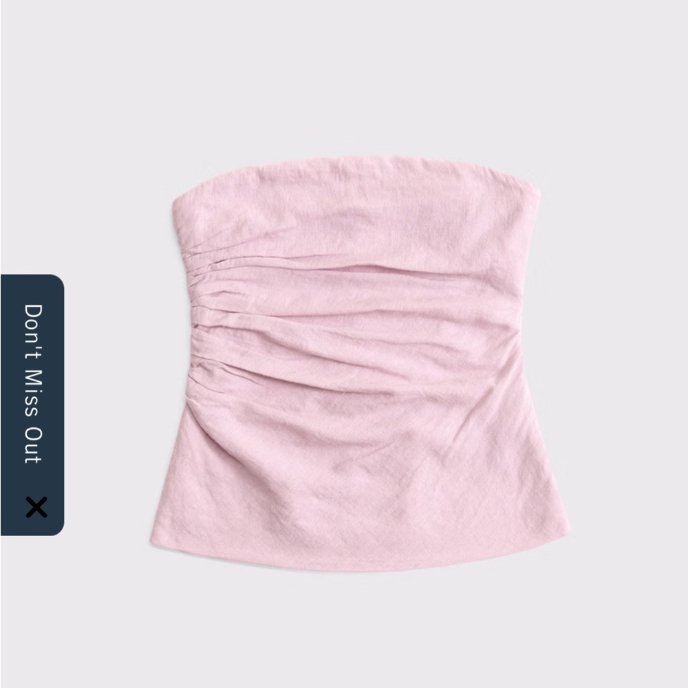 Pink Linen-Blend Tube Top